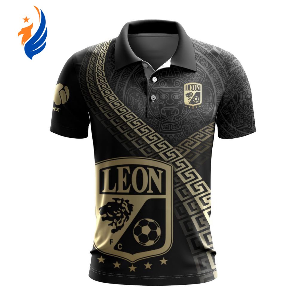 LIGA MX Club Leon Special Black And Gold Design Polo LIGA MX Club Leon Special Black And Gold Design Polo