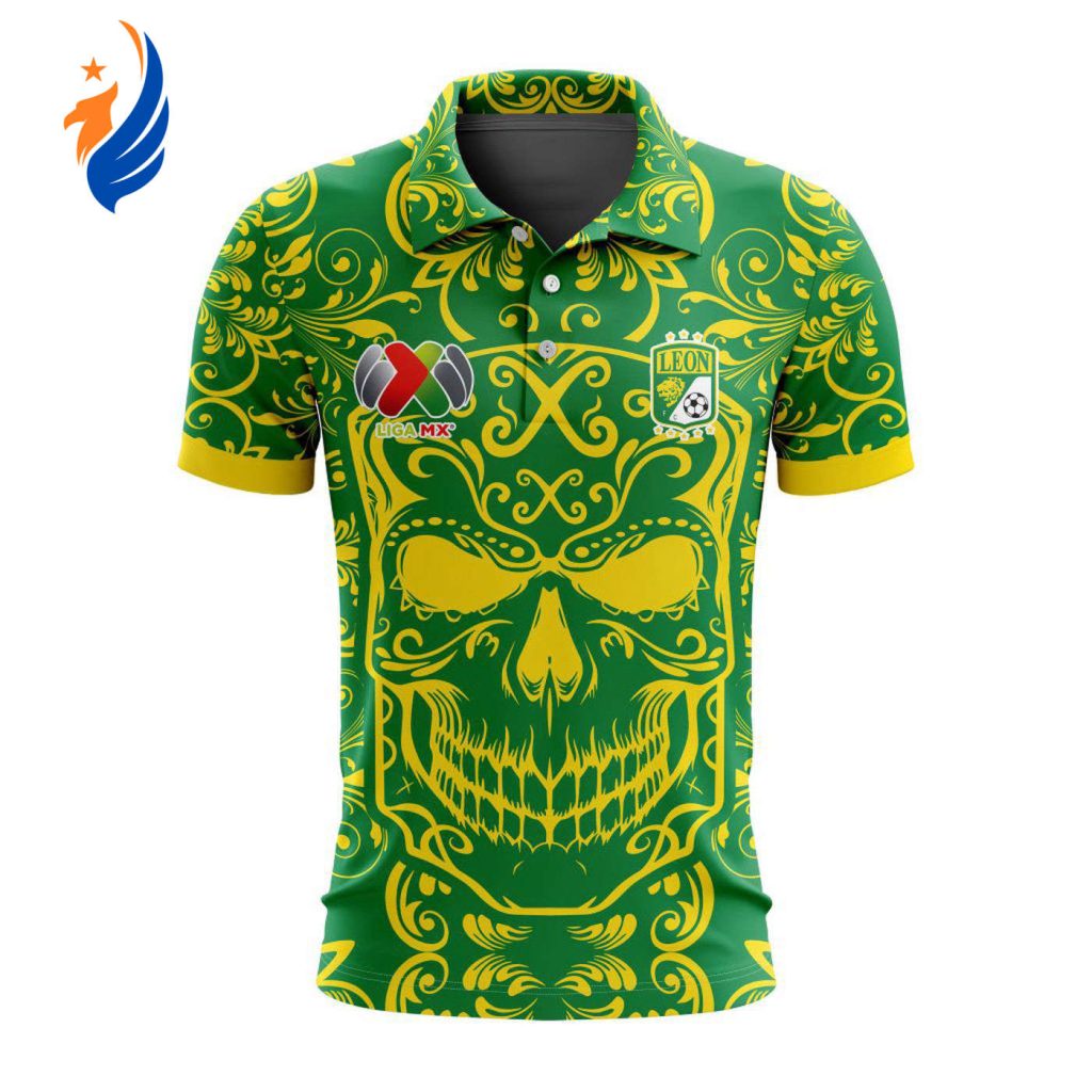 LIGA MX Club Leon Special Dia De Muertos Design Polo Gift for Men Women LIGA MX Club Leon Special Dia De Muertos Design Polo Gift for Men Women