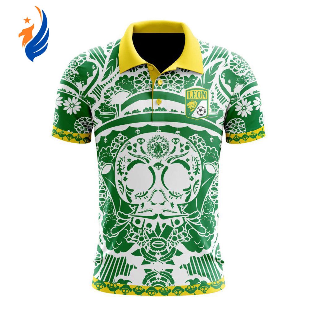 LIGA MX Club Leon Special Dia De Muertos Design Polo Gift for Men Women LIGA MX Club Leon Special Dia De Muertos Design Polo Gift for Men Women