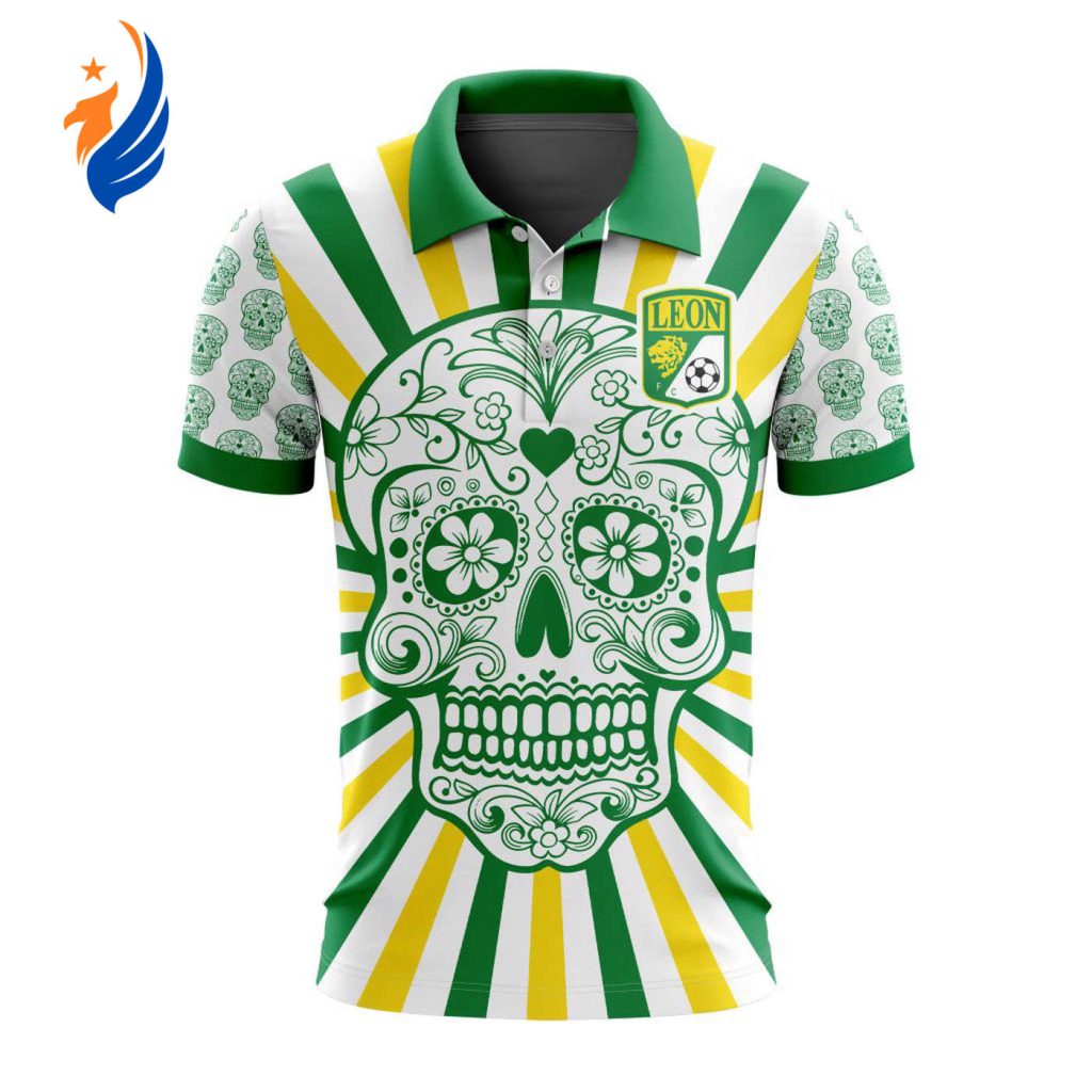 LIGA MX Club Leon Special Dia De Muertos Design Polo Gift for Men Women LIGA MX Club Leon Special Dia De Muertos Design Polo Gift for Men Women