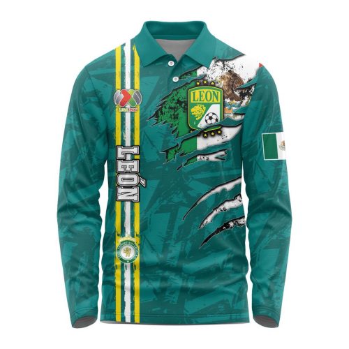 LIGA MX Club Leon Special Long Sleeve Polo Design Kits Gift for Men Women 3d Printed Hoodie