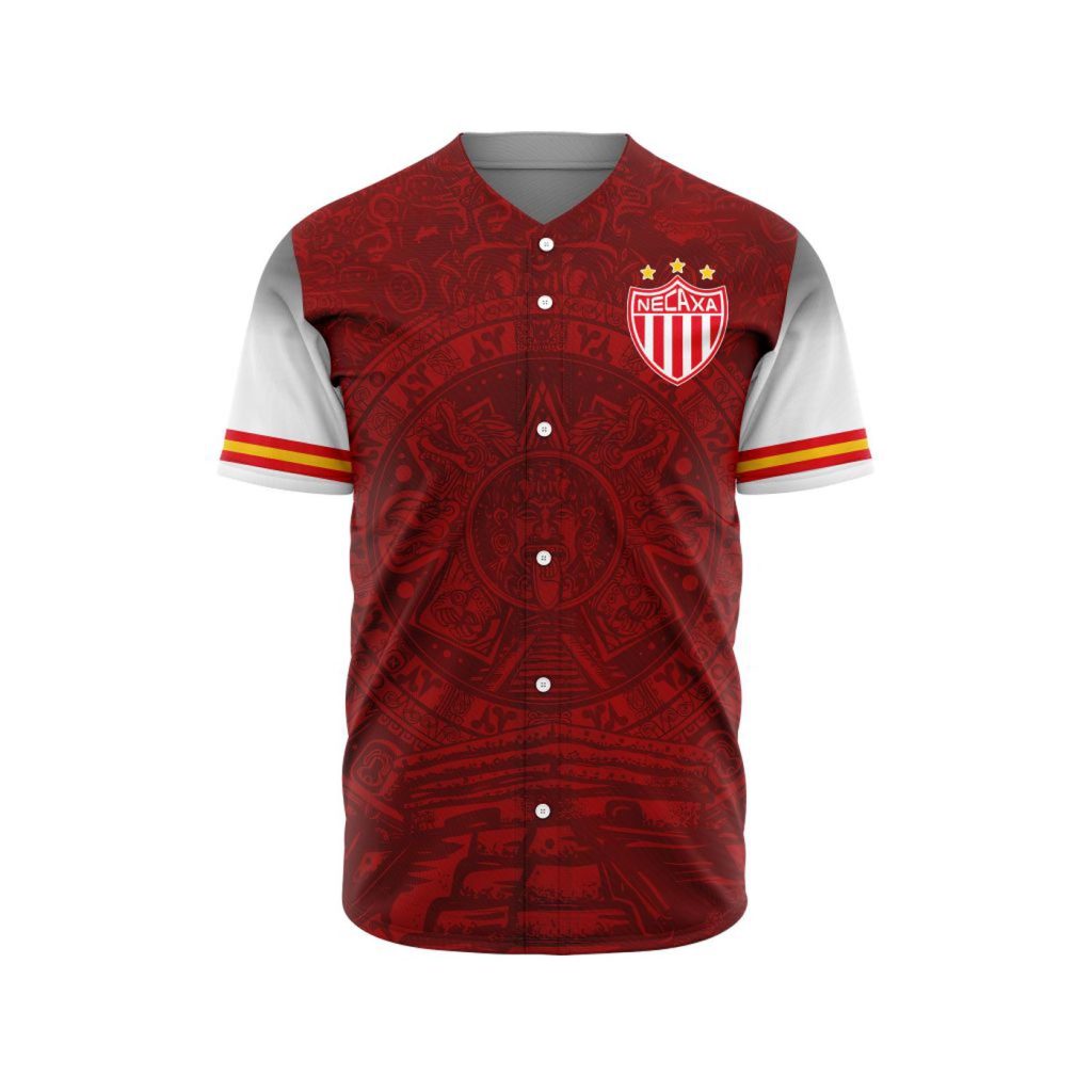 LIGA MX Club Necaxa Special Aztec Design Baseball Jersey Gift for Men Women LIGA MX Club Necaxa Special Aztec Design Baseball Jersey Gift for Men Women