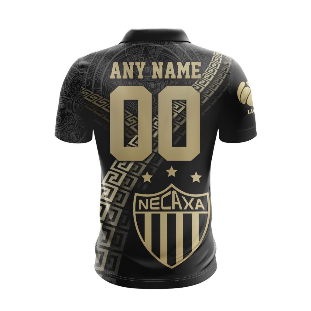 LIGA MX Club Necaxa Special Black And Gold Design Polo LIGA MX Club Necaxa Special Black And Gold Design Polo