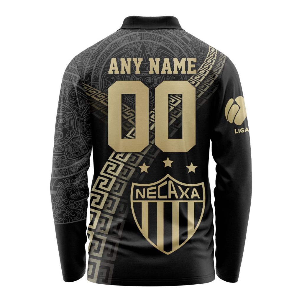 LIGA MX Club Necaxa Special Black And Gold Long Sleeve Polo Design Gift for Men Women LIGA MX Club Necaxa Special Black And Gold Long Sleeve Polo Design Gift for Men Women