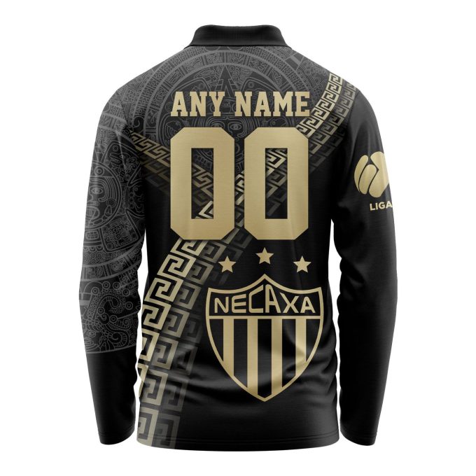 LIGA MX Club Necaxa Special Black And Gold Long Sleeve Polo Design Gift for Men Women