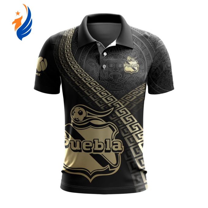 LIGA MX Club Puebla Special Black And Gold Design Polo LIGA MX Club Puebla Special Black And Gold Design Polo