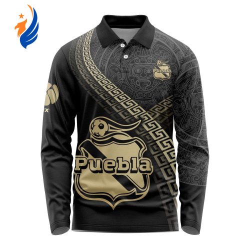 LIGA MX Club Puebla Special Black And Gold Long Sleeve Polo Design Gift for Men Women