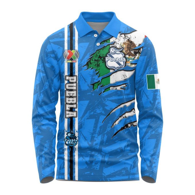 LIGA MX Club Puebla Special Long Sleeve Polo Design Kits Gift for Men Women 3d Printed Hoodie
