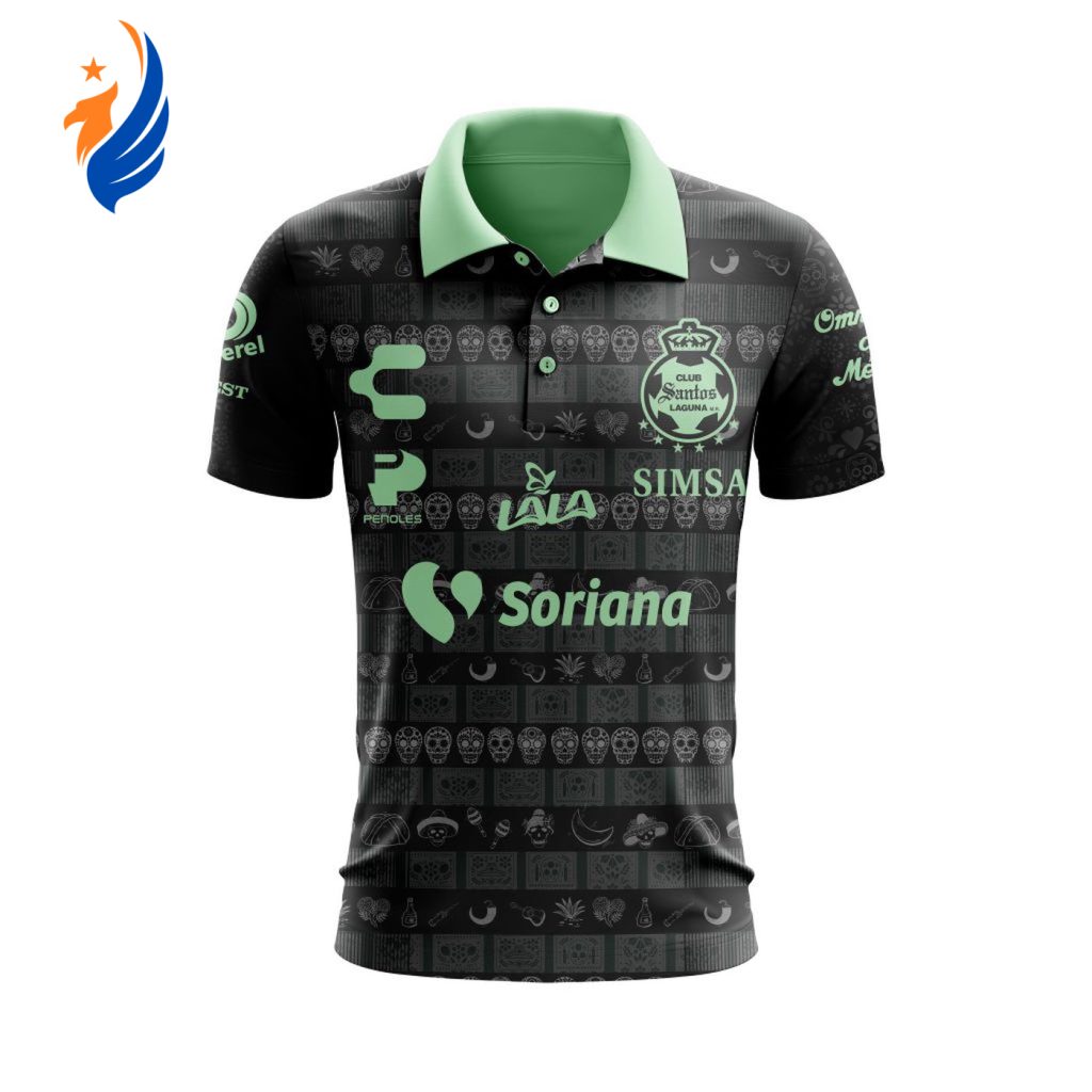 LIGA MX Club Santos Laguna 2023 – 2024 Away Dia De Muertos Design Polo LIGA MX Club Santos Laguna 2023 – 2024 Away Dia De Muertos Design Polo