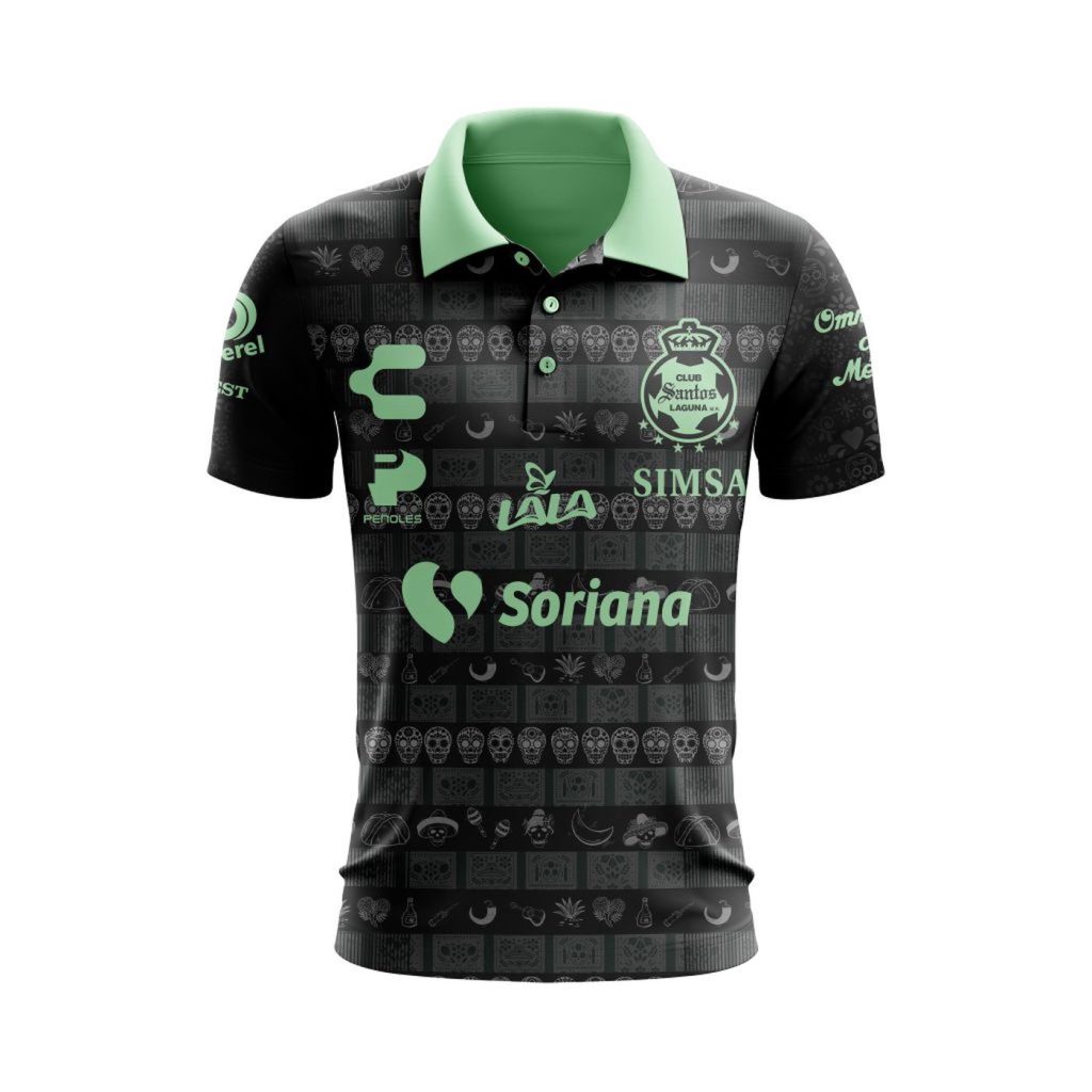 LIGA MX Club Santos Laguna 2023 – 2024 Away Dia De Muertos Design Polo LIGA MX Club Santos Laguna 2023 – 2024 Away Dia De Muertos Design Polo