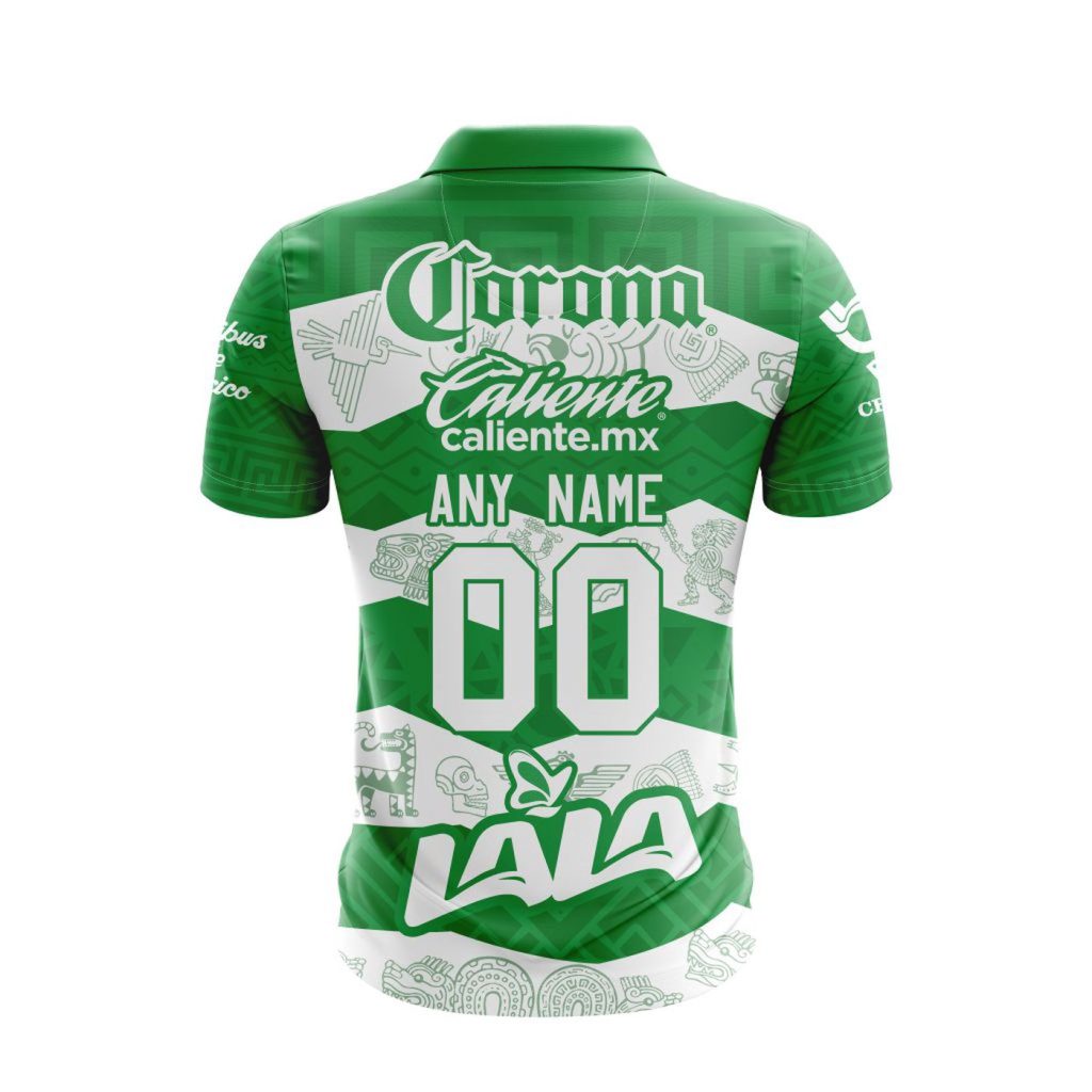 LIGA MX Club Santos Laguna 2023-2024 Home Aztec Design Polo LIGA MX Club Santos Laguna 2023-2024 Home Aztec Design Polo