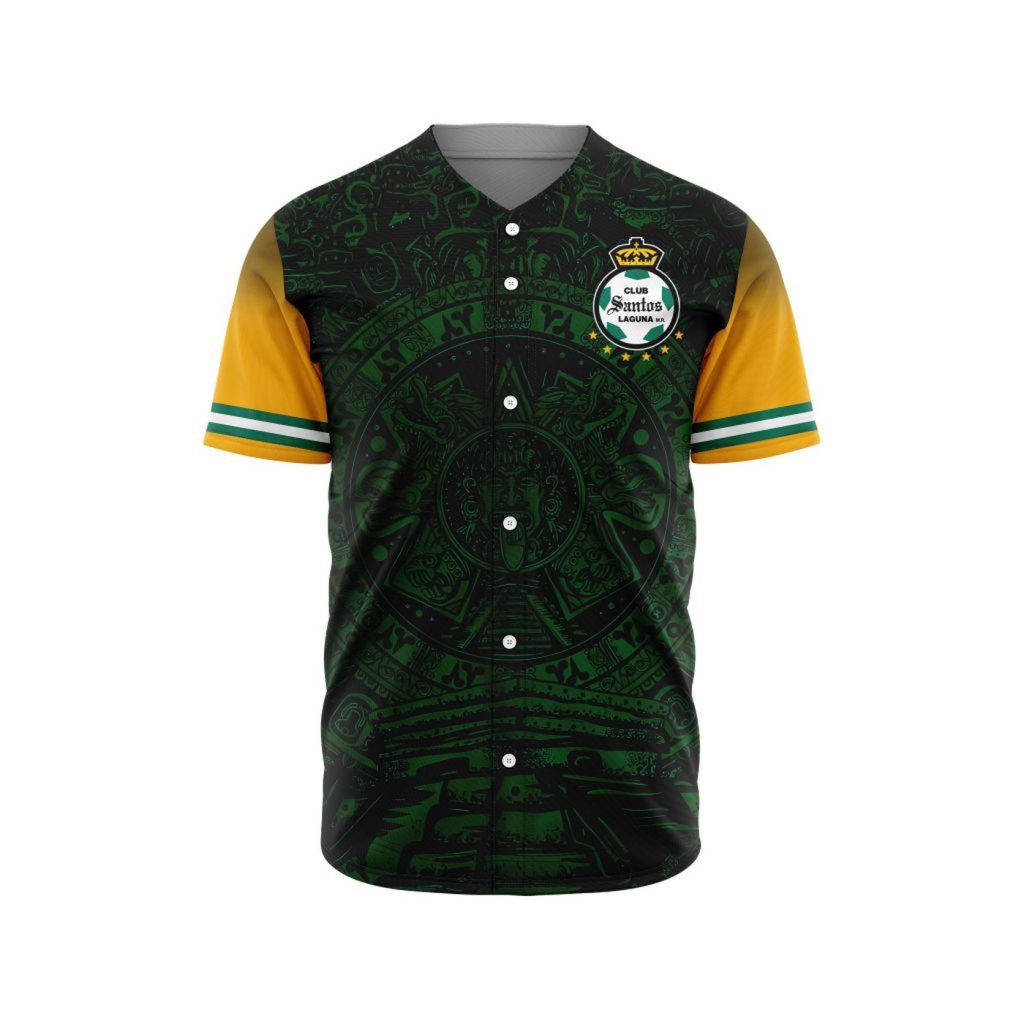LIGA MX Club Santos Laguna Special Aztec Design Baseball Jersey Gift for Men Women LIGA MX Club Santos Laguna Special Aztec Design Baseball Jersey Gift for Men Women