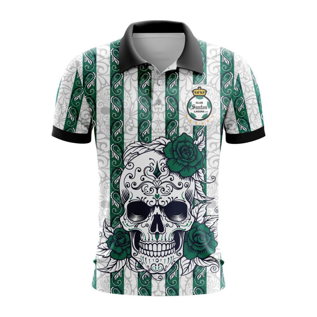 LIGA MX Club Santos Laguna Special Dia De Muertos Design Polo Gift for Men Women LIGA MX Club Santos Laguna Special Dia De Muertos Design Polo Gift for Men Women