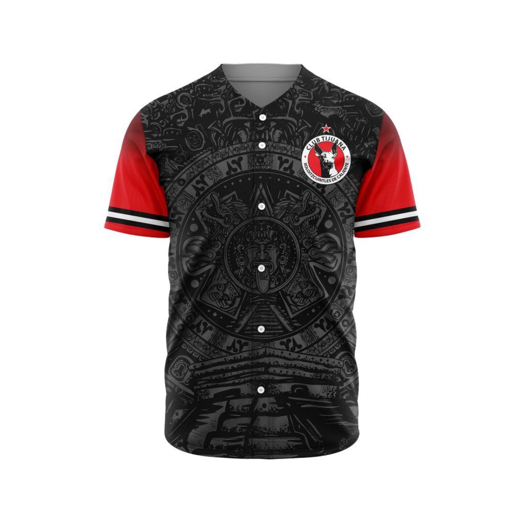 LIGA MX Club Tijuana Special Aztec Design Baseball Jersey Gift for Men Women LIGA MX Club Tijuana Special Aztec Design Baseball Jersey Gift for Men Women