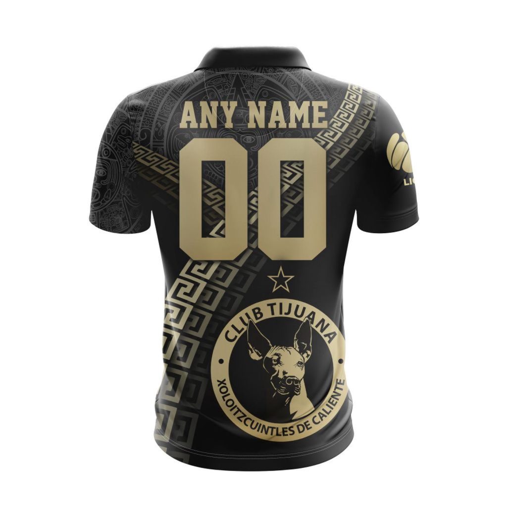 LIGA MX Club Tijuana Special Black And Gold Design Polo LIGA MX Club Tijuana Special Black And Gold Design Polo
