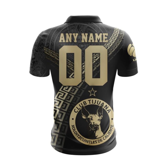 LIGA MX Club Tijuana Special Black And Gold Design Polo