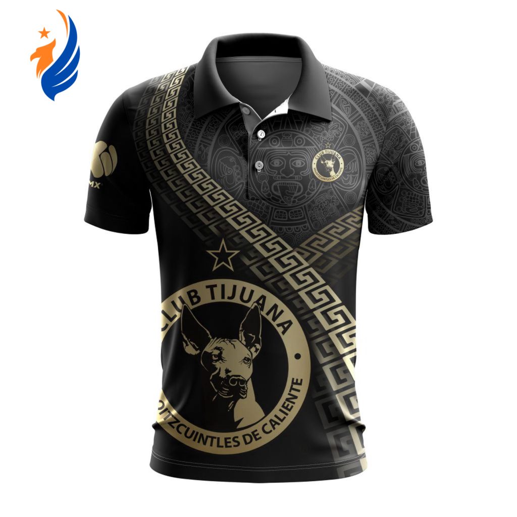 LIGA MX Club Tijuana Special Black And Gold Design Polo LIGA MX Club Tijuana Special Black And Gold Design Polo