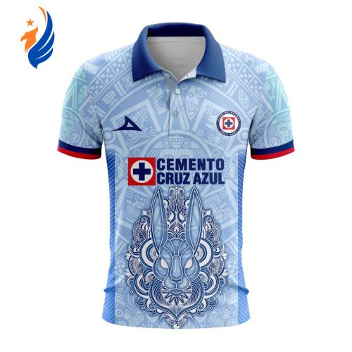 LIGA MX Cruz Azul 2023 – 2024 Away Aztec Design Polo