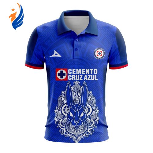 LIGA MX Cruz Azul 2023 – 2024 Home Aztec Design Polo