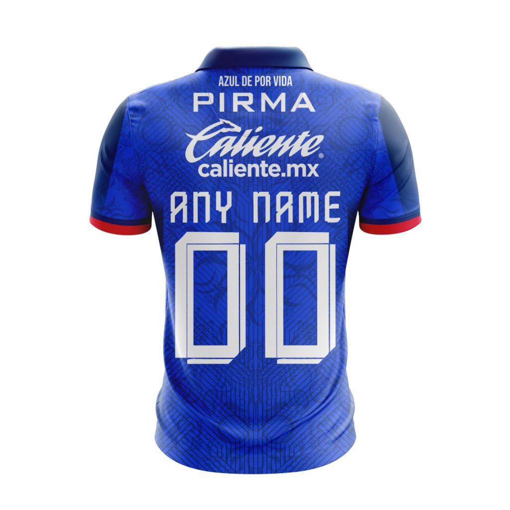 LIGA MX Cruz Azul 2023 – 2024 Home Dia De Muertos Design Polo LIGA MX Cruz Azul 2023 – 2024 Home Dia De Muertos Design Polo
