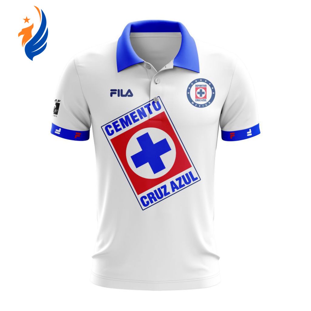 LIGA MX Cruz Azul Personalized Retro Design Away Polo LIGA MX Cruz Azul Personalized Retro Design Away Polo
