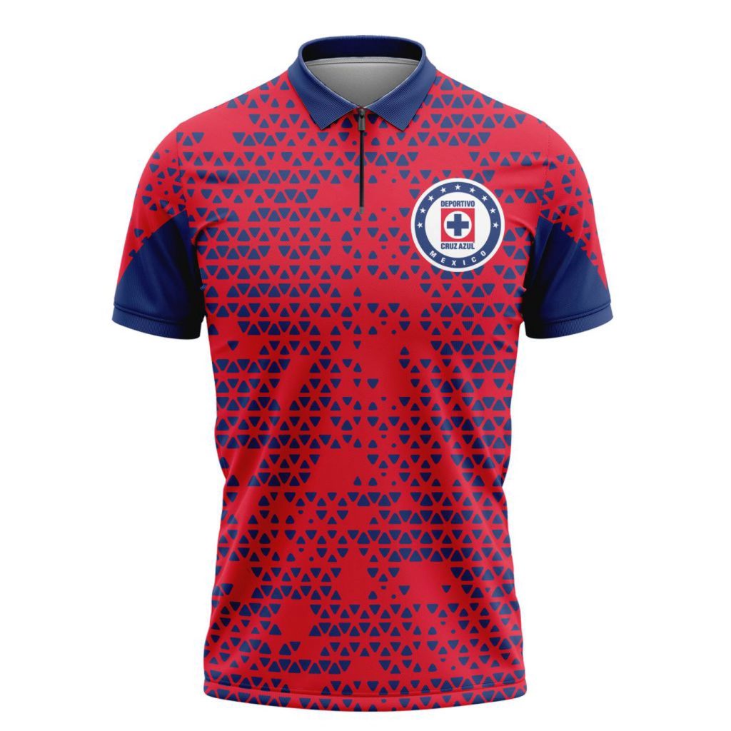 LIGA MX Cruz Azul Personalized Zipper Polo Gift for Men Women LIGA MX Cruz Azul Personalized Zipper Polo Gift for Men Women