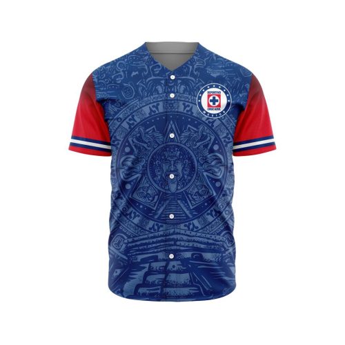 LIGA MX Cruz Azul Special Aztec Design Baseball Jersey Gift for Men Women