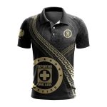 LIGA MX Cruz Azul Special Black And Gold Design Polo LIGA MX Cruz Azul Special Black And Gold Design Polo
