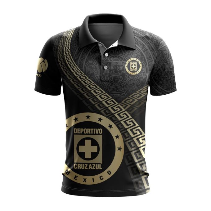 LIGA MX Cruz Azul Special Black And Gold Design Polo