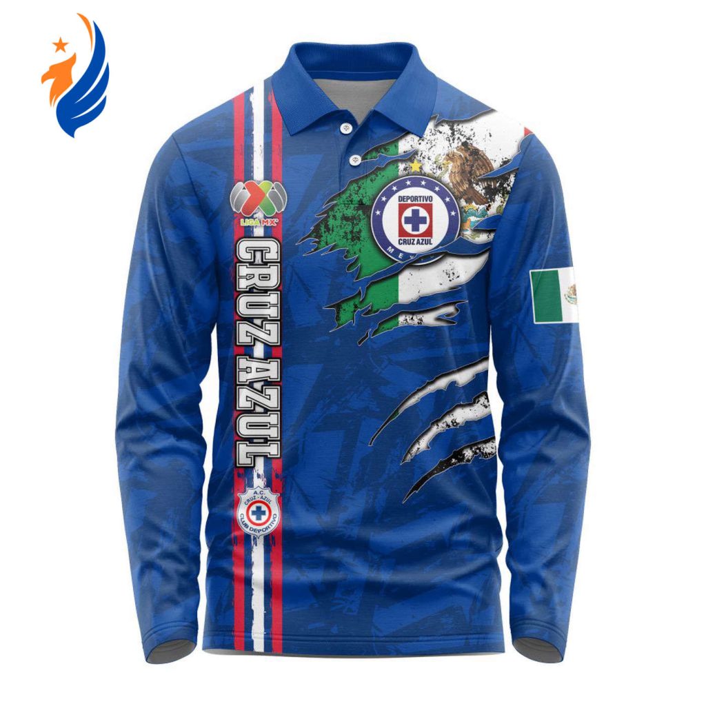 LIGA MX Cruz Azul Special Long Sleeve Polo Design Kits Gift for Men Women 3d Printed Hoodie LIGA MX Cruz Azul Special Long Sleeve Polo Design Kits Gift for Men Women 3d Printed Hoodie