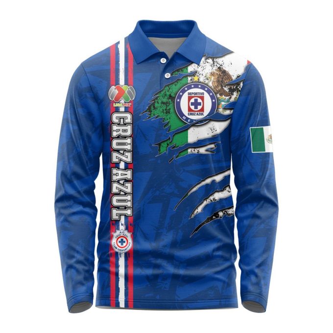 LIGA MX Cruz Azul Special Long Sleeve Polo Design Kits Gift for Men Women 3d Printed Hoodie