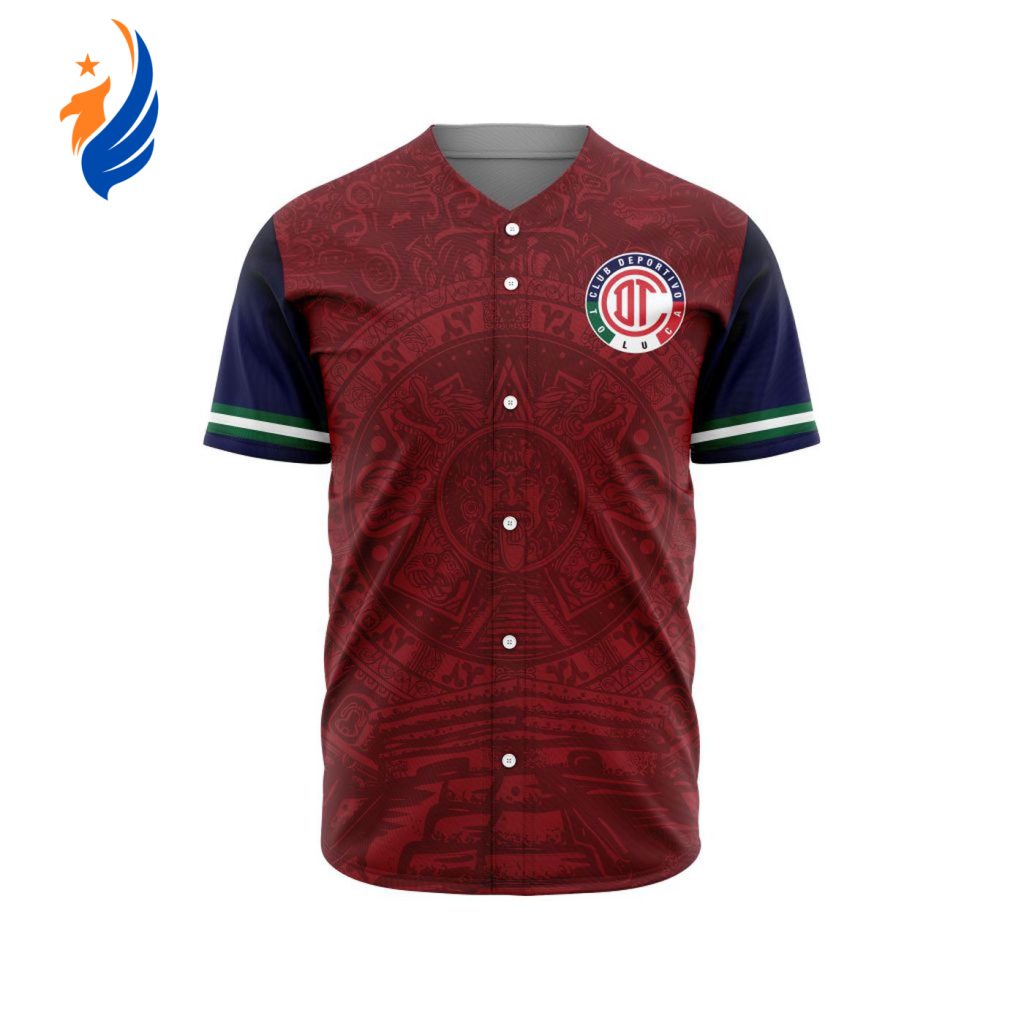 LIGA MX Deportivo Toluca Special Aztec Design Baseball Jersey Gift for Men Women LIGA MX Deportivo Toluca Special Aztec Design Baseball Jersey Gift for Men Women