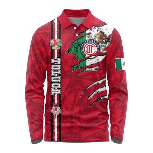 LIGA MX Deportivo Toluca Special Long Sleeve Polo Design Kits Gift for Men Women 3d Printed Hoodie