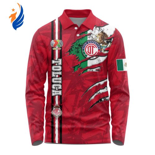 LIGA MX Deportivo Toluca Special Long Sleeve Polo Design Kits Gift for Men Women 3d Printed Hoodie