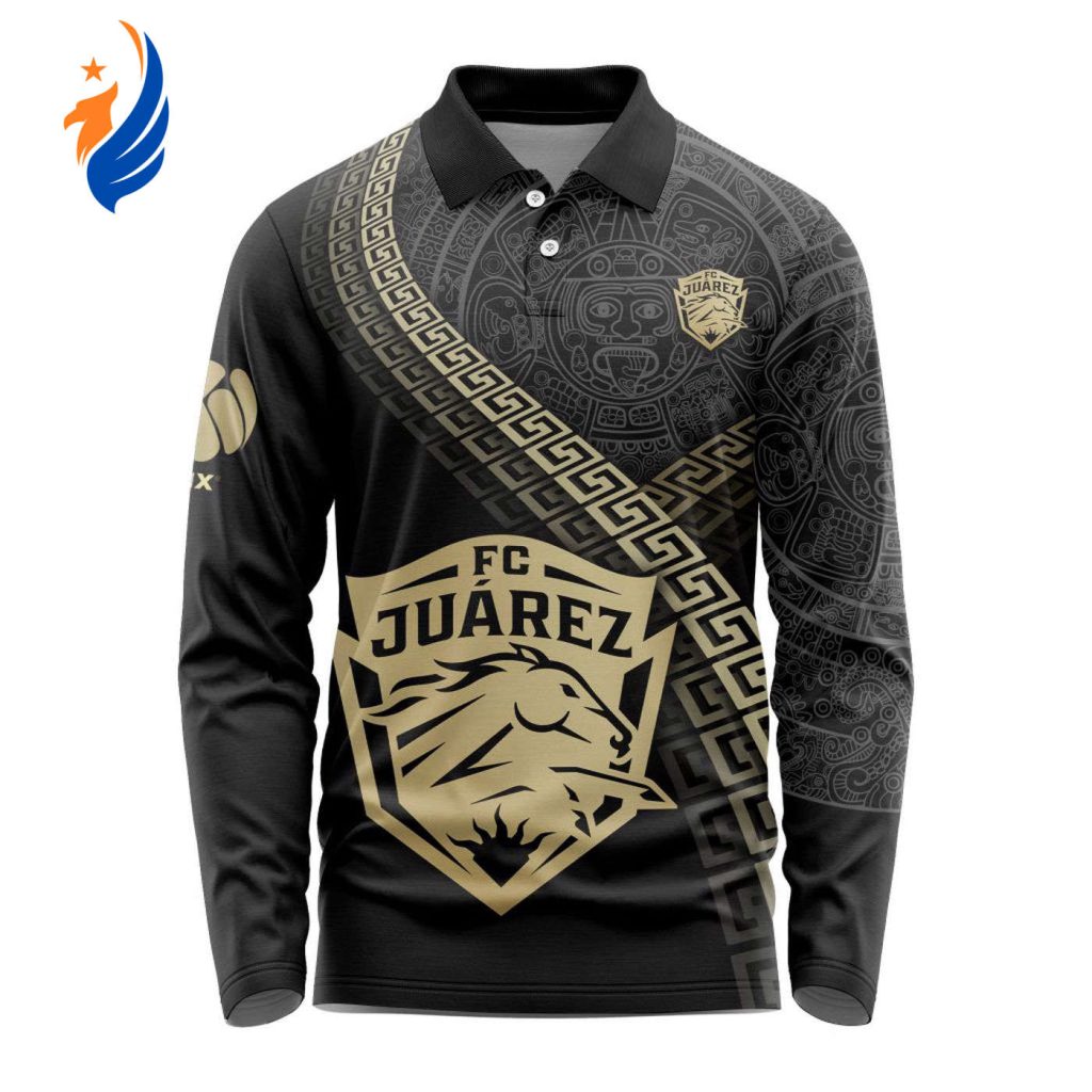 LIGA MX FC Juarez Special Black And Gold Long Sleeve Polo Design Gift for Men Women LIGA MX FC Juarez Special Black And Gold Long Sleeve Polo Design Gift for Men Women