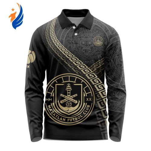 LIGA MX Mazatlan F.C Special Black And Gold Long Sleeve Polo Design Gift for Men Women