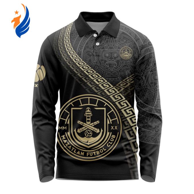 LIGA MX Mazatlan F.C Special Black And Gold Long Sleeve Polo Design Gift for Men Women LIGA MX Mazatlan F.C Special Black And Gold Long Sleeve Polo Design Gift for Men Women
