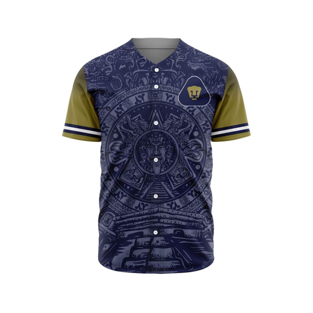 LIGA MX Pumas UNAM Special Aztec Design Baseball Jersey Gift for Men Women LIGA MX Pumas UNAM Special Aztec Design Baseball Jersey Gift for Men Women