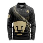 LIGA MX Pumas UNAM Special Black And Gold Long Sleeve Polo Design Gift for Men Women