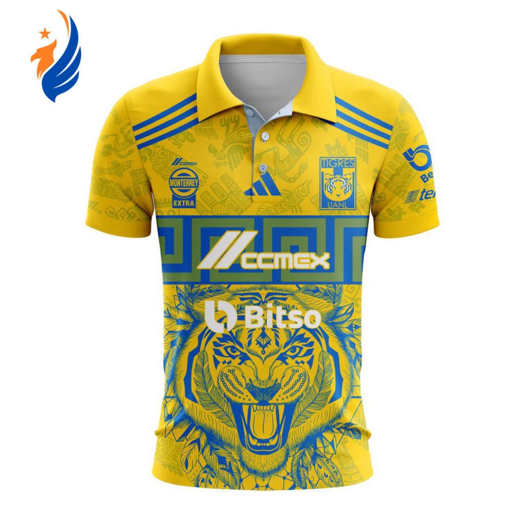 LIGA MX Tigres UANL 2023-2024 Home Aztec Design Polo LIGA MX Tigres UANL 2023-2024 Home Aztec Design Polo