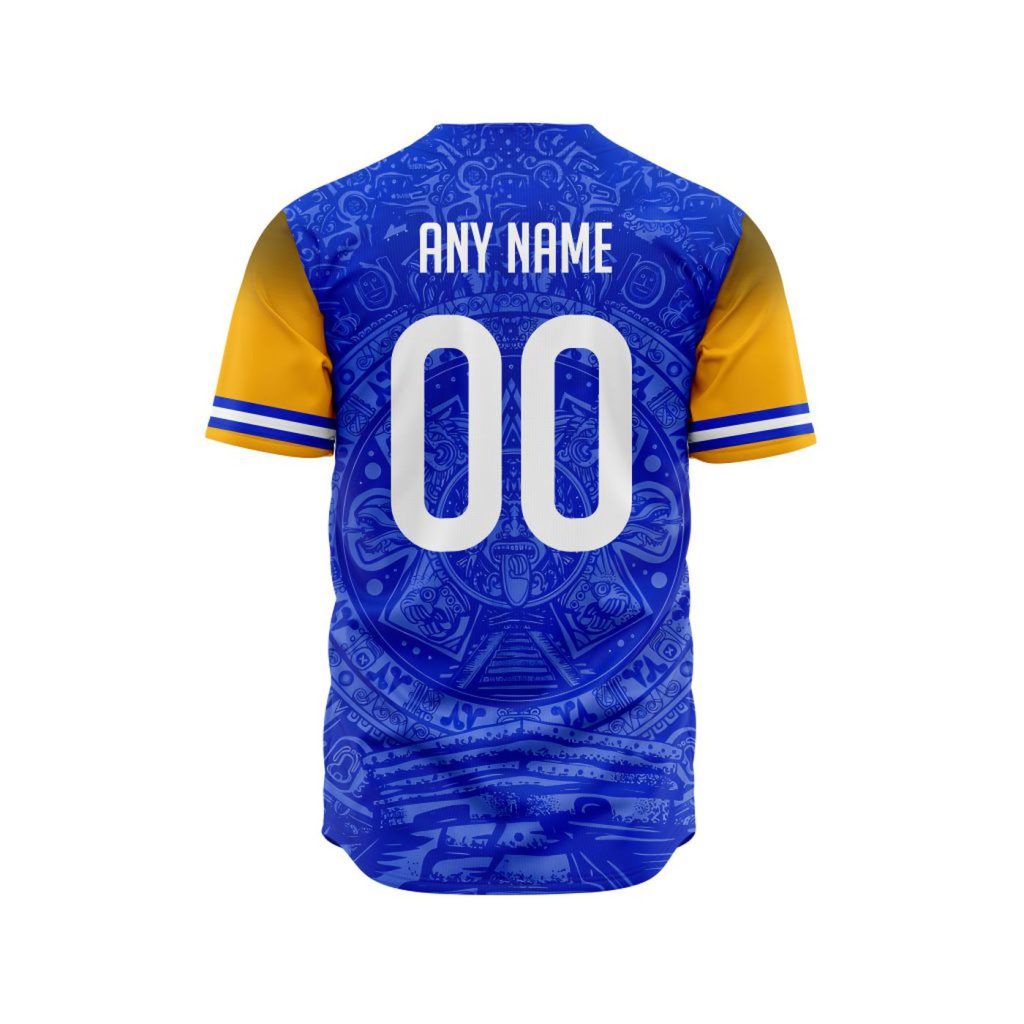 LIGA MX Tigres UANL Special Aztec Design Baseball Jersey Gift for Men Women LIGA MX Tigres UANL Special Aztec Design Baseball Jersey Gift for Men Women
