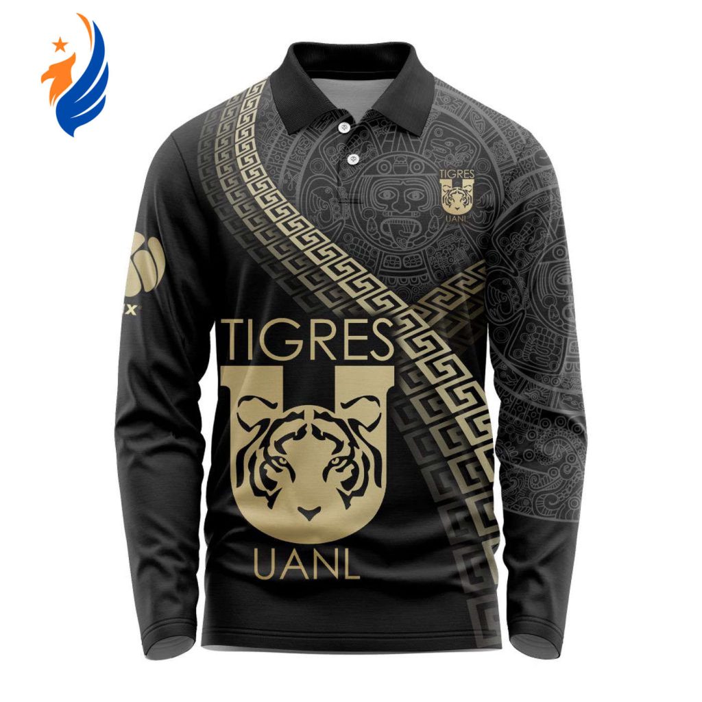 LIGA MX Tigres UANL Special Black And Gold Long Sleeve Polo Design Gift for Men Women LIGA MX Tigres UANL Special Black And Gold Long Sleeve Polo Design Gift for Men Women