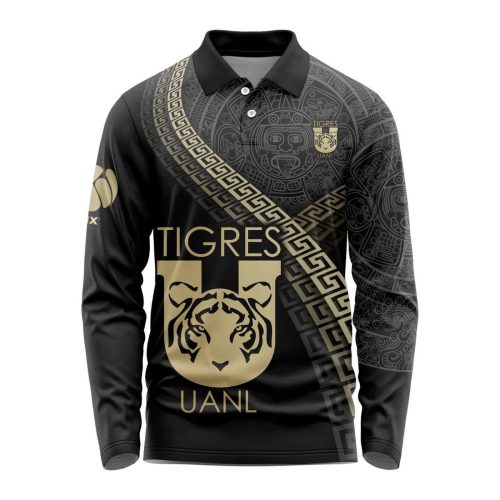 LIGA MX Tigres UANL Special Black And Gold Long Sleeve Polo Design Gift for Men Women