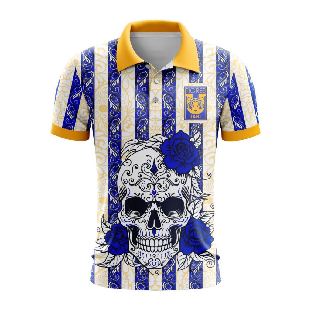 LIGA MX Tigres UANL Special Dia De Muertos Design Polo Gift for Men Women LIGA MX Tigres UANL Special Dia De Muertos Design Polo Gift for Men Women