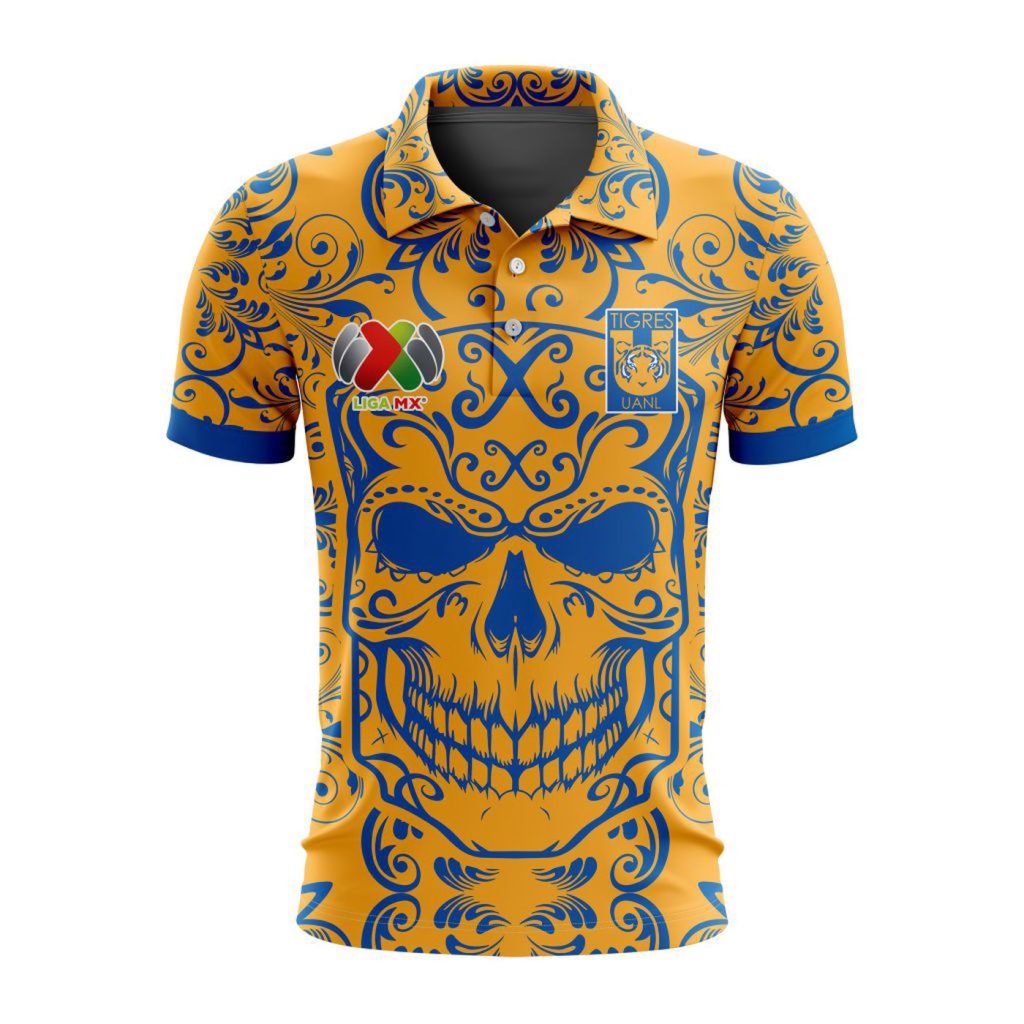 LIGA MX Tigres UANL Special Dia De Muertos Design Polo Gift for Men Women LIGA MX Tigres UANL Special Dia De Muertos Design Polo Gift for Men Women