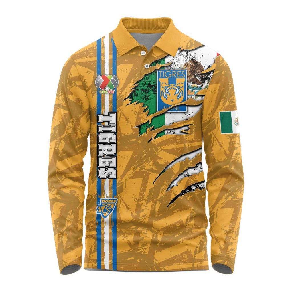 LIGA MX Tigres UANL Special Long Sleeve Polo Design Kits Gift for Men Women 3d Printed Hoodie LIGA MX Tigres UANL Special Long Sleeve Polo Design Kits Gift for Men Women 3d Printed Hoodie