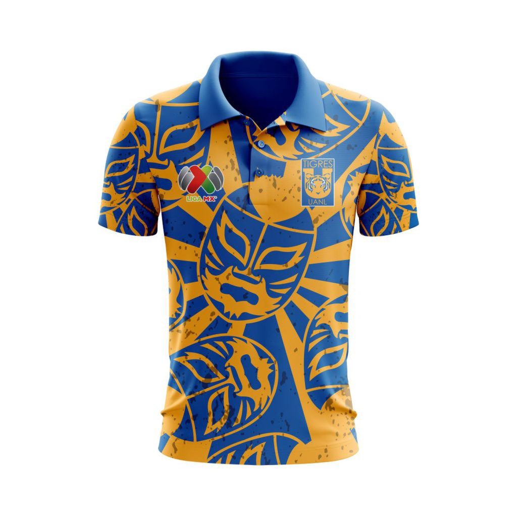 LIGA MX Tigres UANL Special Lucha Libre Design Polo Gift for Men Women LIGA MX Tigres UANL Special Lucha Libre Design Polo Gift for Men Women