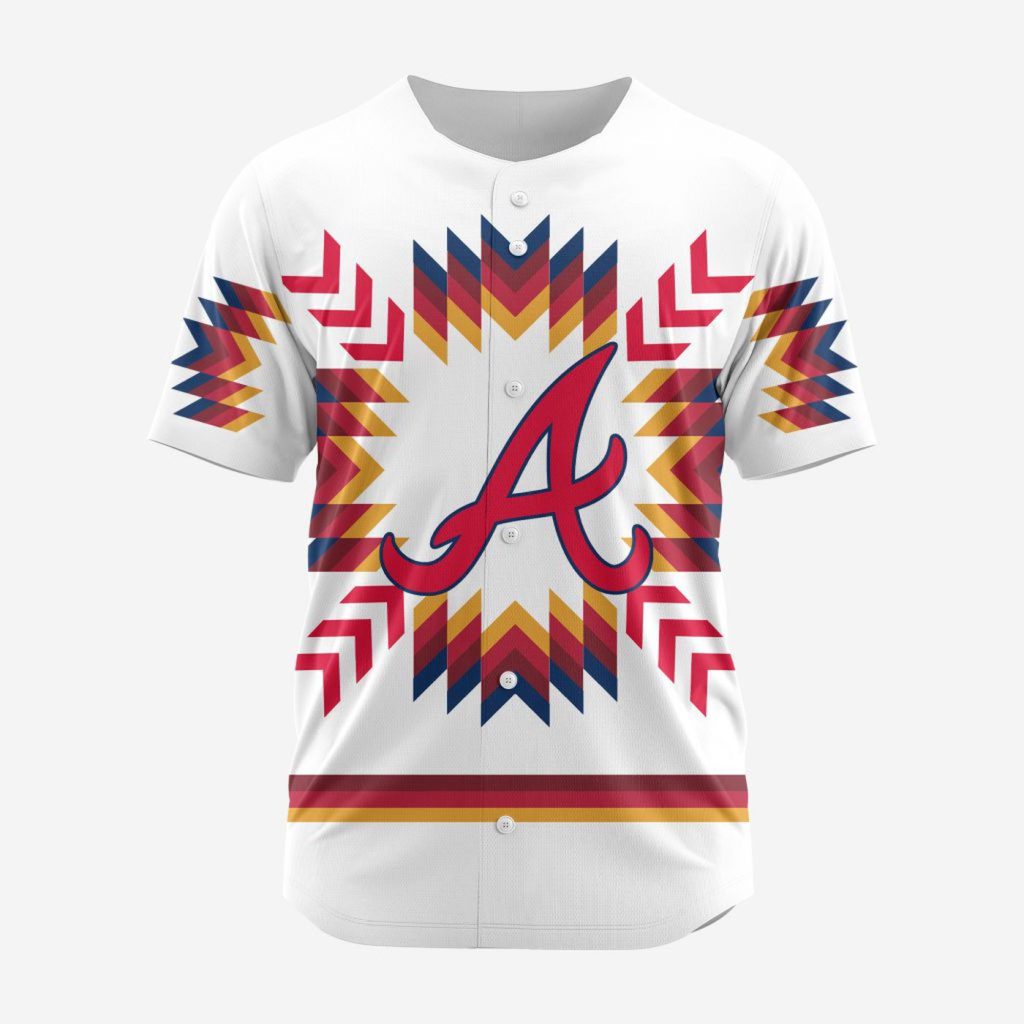MLB Atlanta Braves Special Native Design Baseball Jersey Gift for Men Women MLB Atlanta Braves Special Native Design Baseball Jersey Gift for Men Women