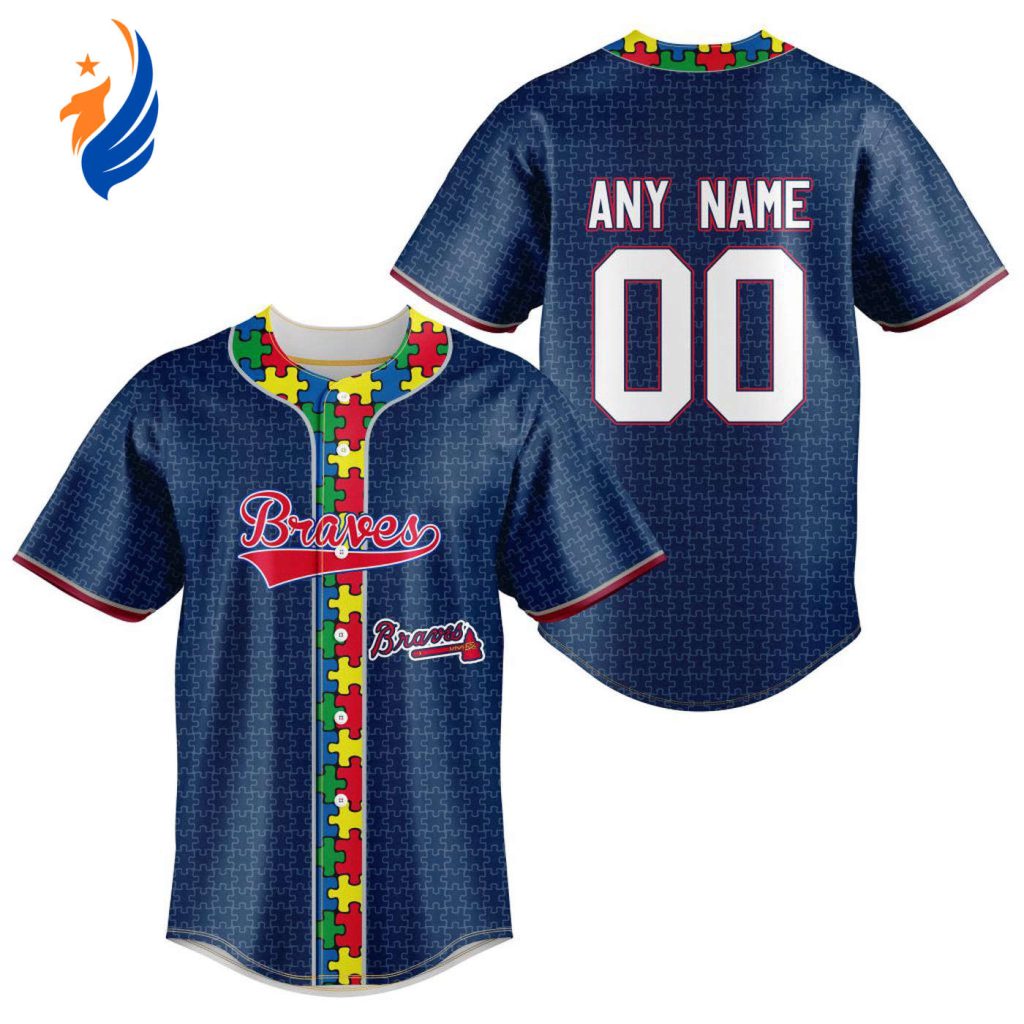 MLB Atlanta Braves Specialized Baseball Jersey Fearless Aganst Autism Gift for Men Women MLB Atlanta Braves Specialized Baseball Jersey Fearless Aganst Autism Gift for Men Women