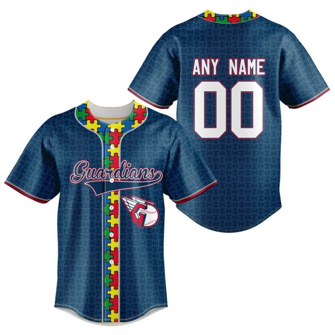 MLB Cleveland Guardians Specialized Baseball Jersey Fearless Aganst Autism Gift for Men Women